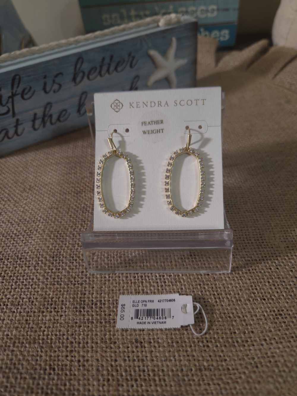 Kendra Scott Gold Oval Crystal Drop Earrings